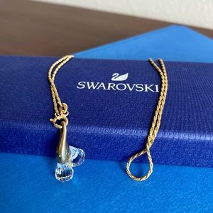 Italian Gold Necklace + Swarovski Crystal Pendant
